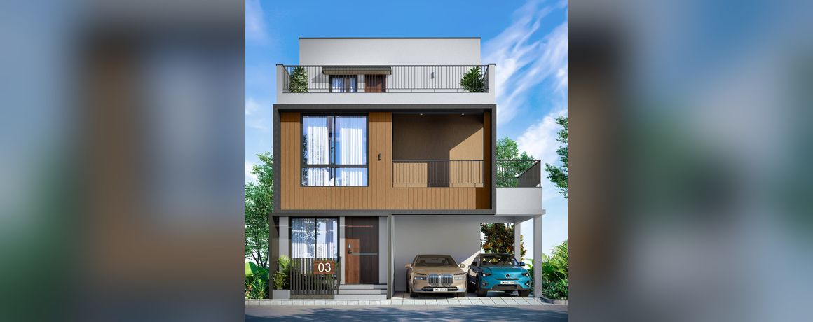 Radiance Edgewood – villa elevation with car porch (artist's impression)