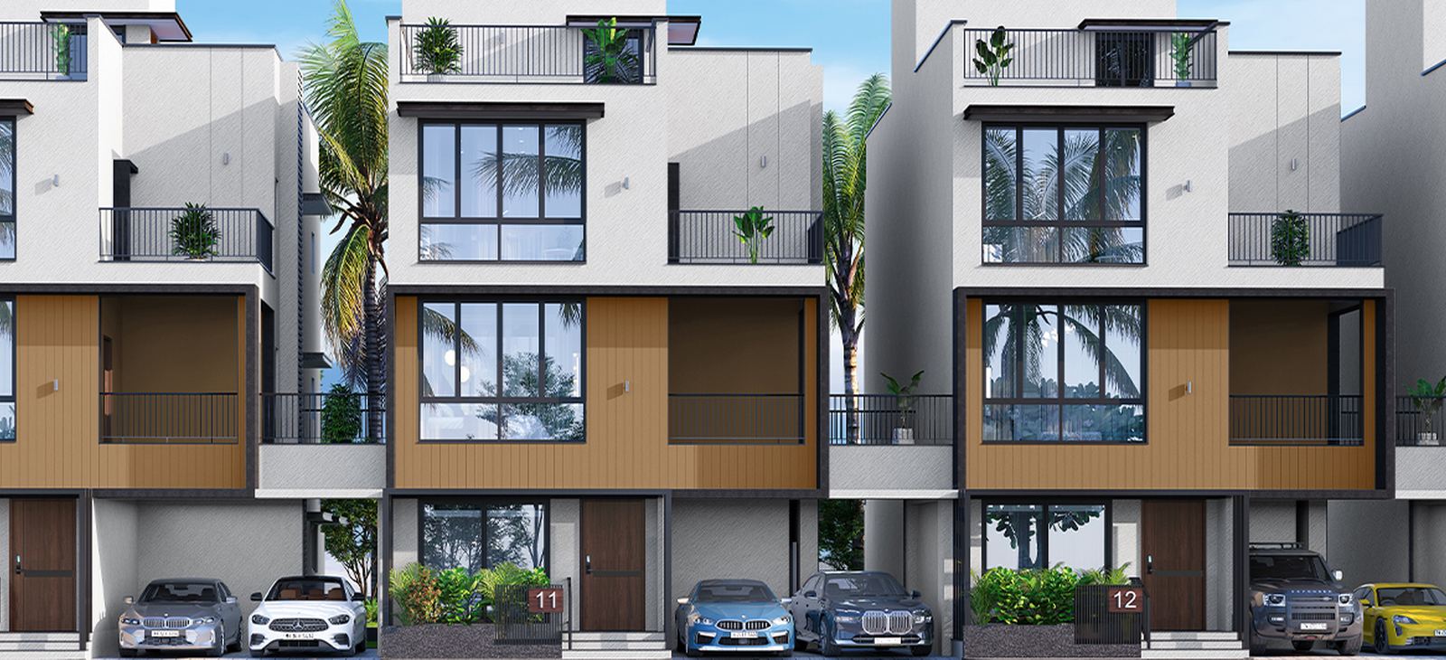Radiance Edgewood 3 & 4 BHK villas in Navalur, OMR – villa row elevation (artist's impression)